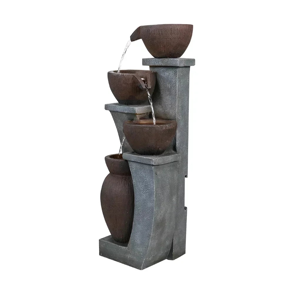 Modern with Decor 32.8''H Fountain Deck, and Home - Art Fountains 4-Tier Garden, Outdoor Light Porch, Garden Patio, Backyard Willwolf LED for Outdoor