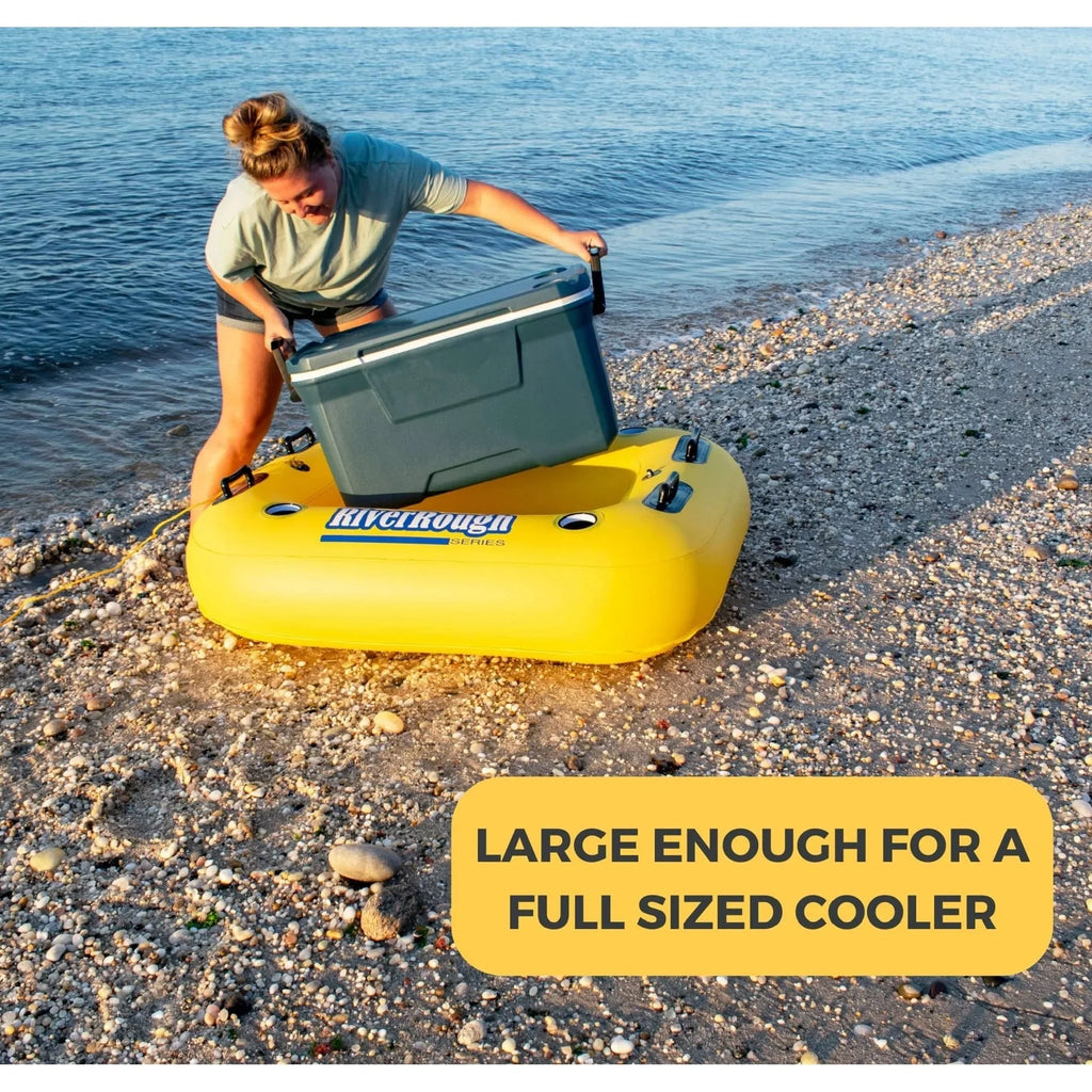 55" Raft Cooler Swimming and Inflatable Yellow Black Float Pool