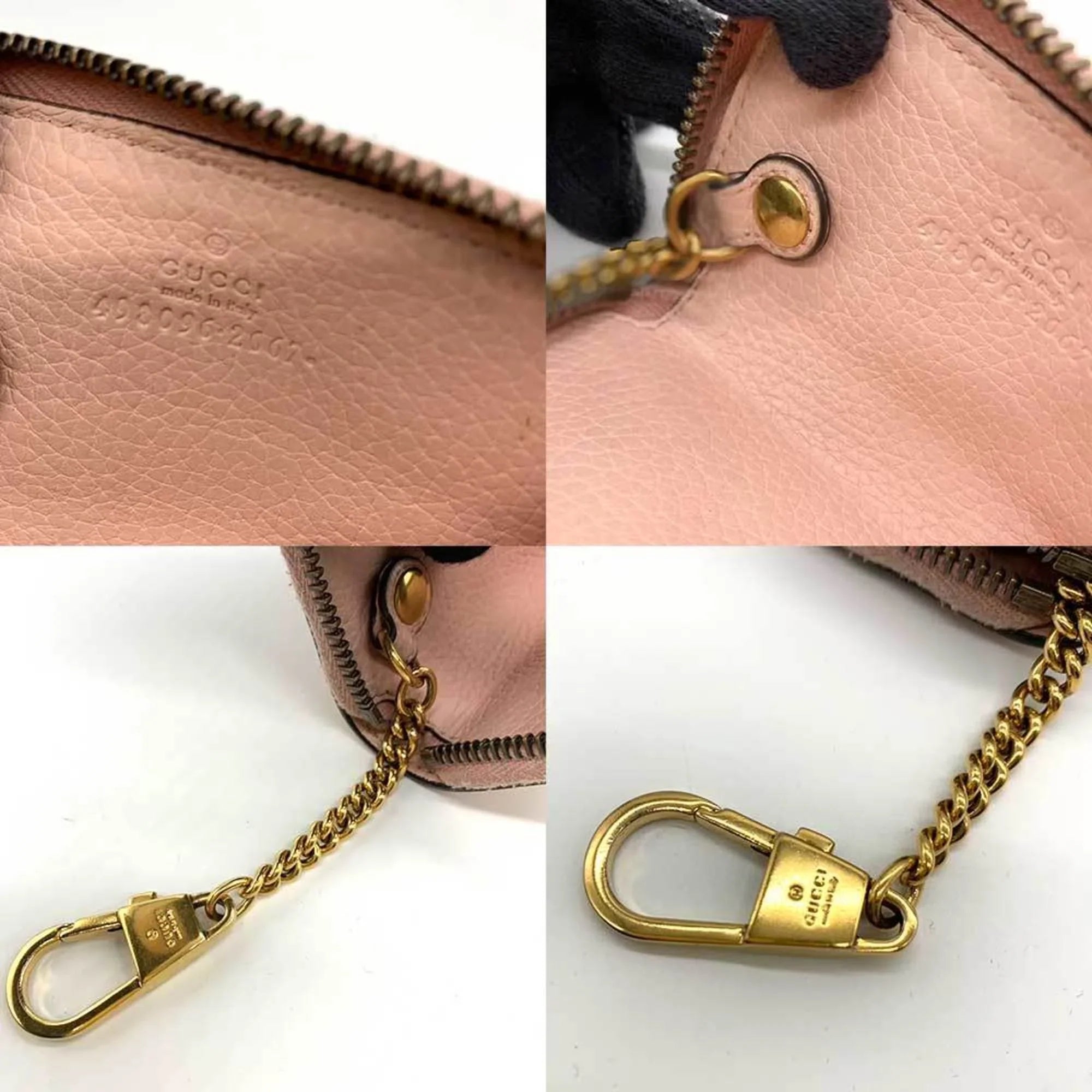 Key Coin Leather Accessories (Good) Animalier Ladies GUCCI Round Gucci Pre-Owned Pink Bee Motif Case 498096 Purse