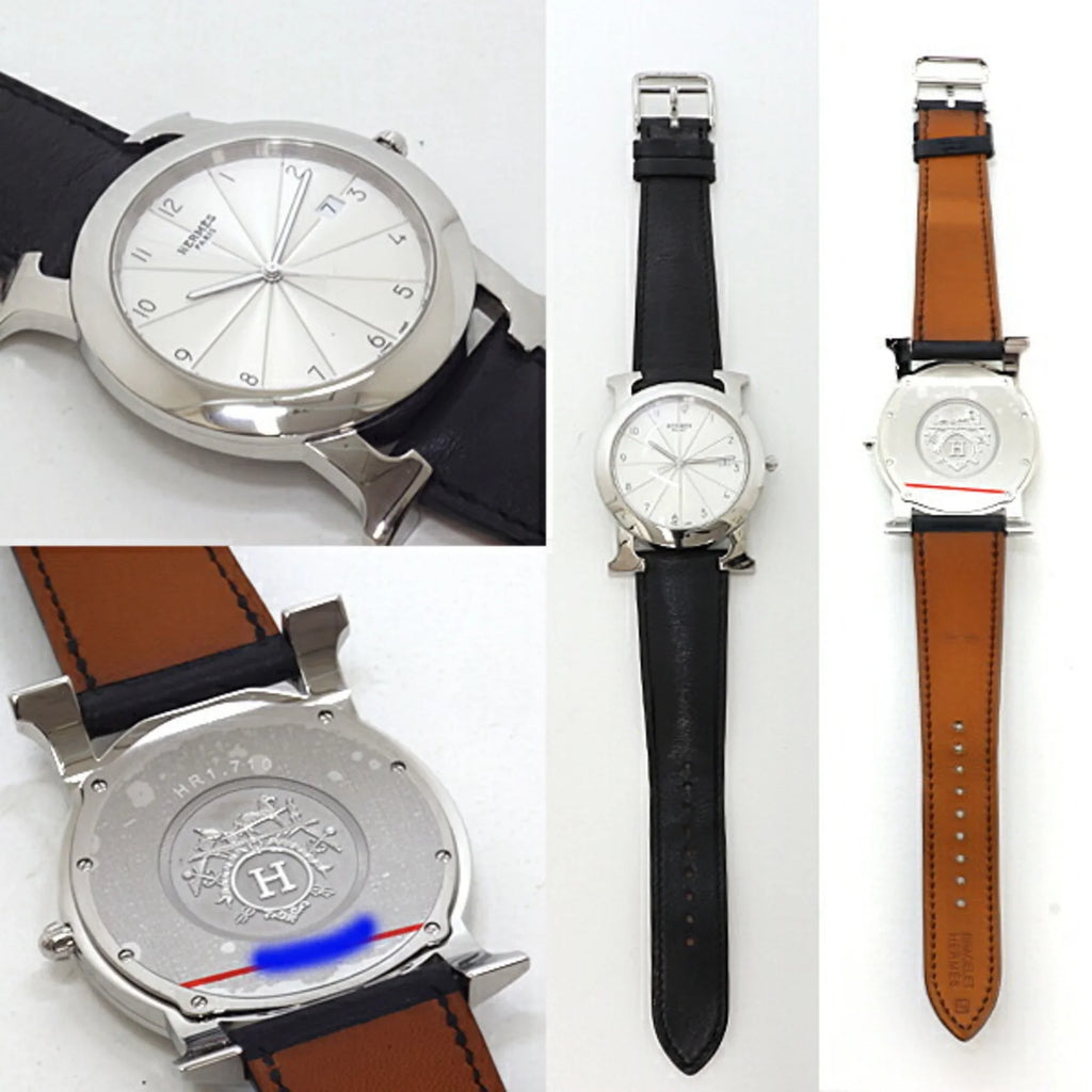 Pre-Owned Silver Quartz Engraved Dial HR1.710 Finished (Good) Men's H Watch HERMES Rondo ¡õJ