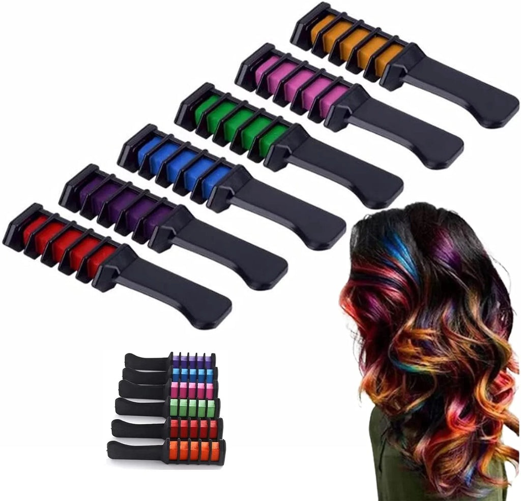 Washable Makeup Halloween Birthday Dye Temporary Pens Kids Hair Colourful, Bright Pens Chalk for 10 Easy Dye Hair Chalk Combs, Hair Girls for