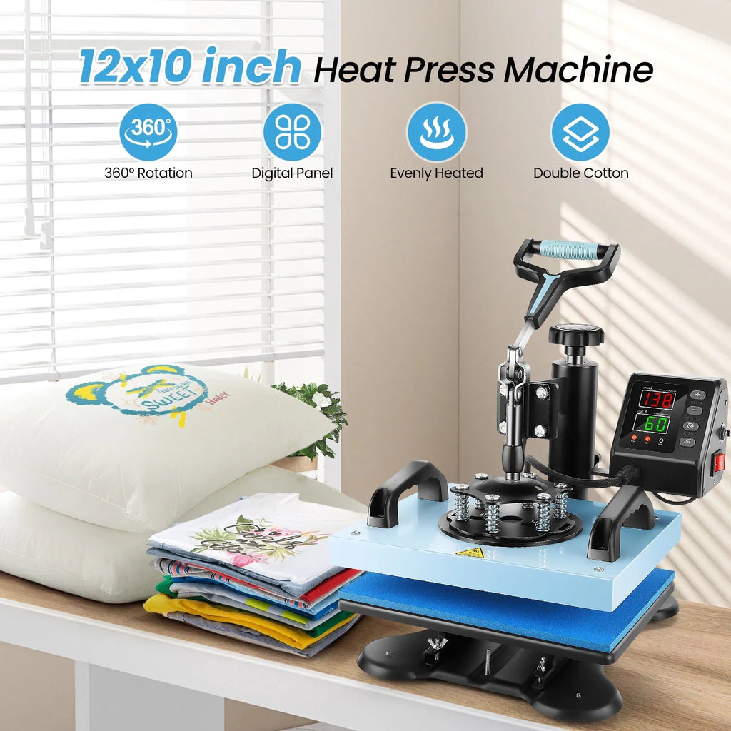 Printing Digital Degree 360 Transfer Sublimation, Away Precise Machine with T-shirts, Qhomic DIY Machine Control LCD Bags, Printing Heat 12x10in Swivel Tote Press Heat Mats for Transfer