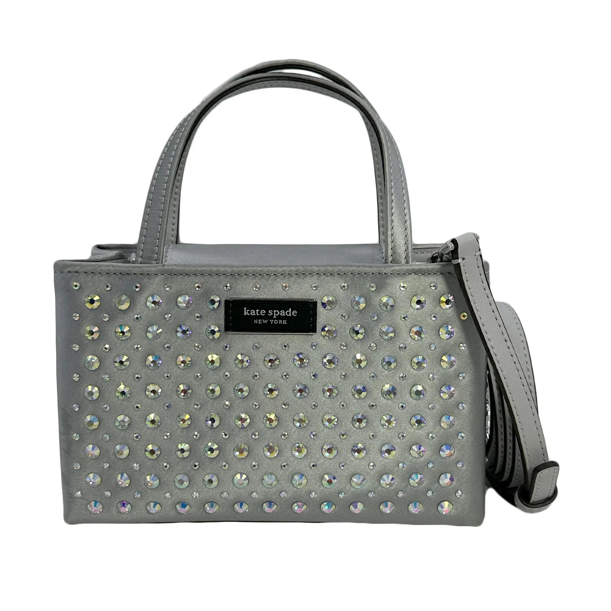 Tote Crystal Platinum Grey Sam - Spade Fabric Mini Icon Kate Embellished
