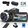 Youtube SD Camera Camcorder 64MP 32GB Remote Mic Video Card, Camera Camera Digital 18X and inch Vlogging 3.0 Video Screen Control, Flip 8K for Camera External 2.4G with Batteries MARVUE Two