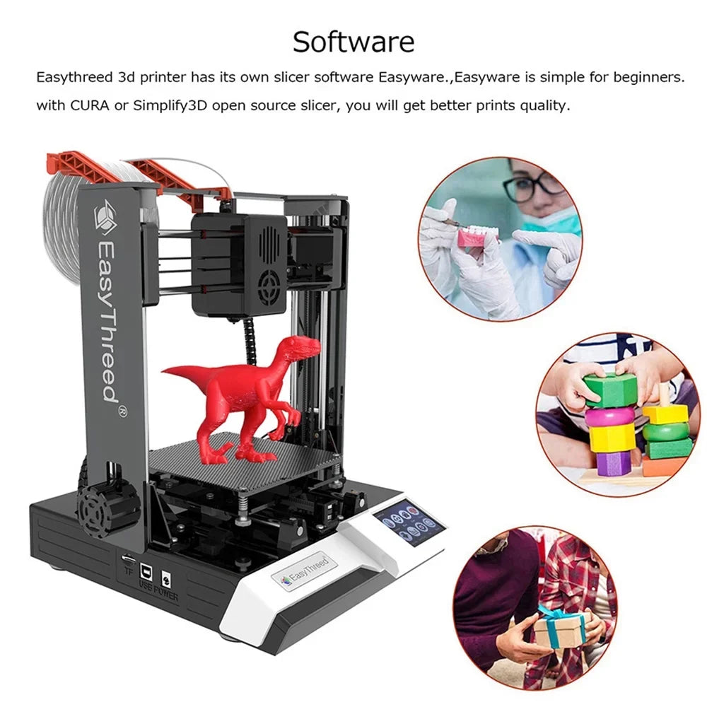 HUIOP EasyThreed printer,Print 3D-Printer Comes K6 TF 3D Size Printer Removable Printer 100x100x100mm/4x4x4inches Hine 3D Hine MIZUH 3D Kids Printer Plus Plus ICHU Printers