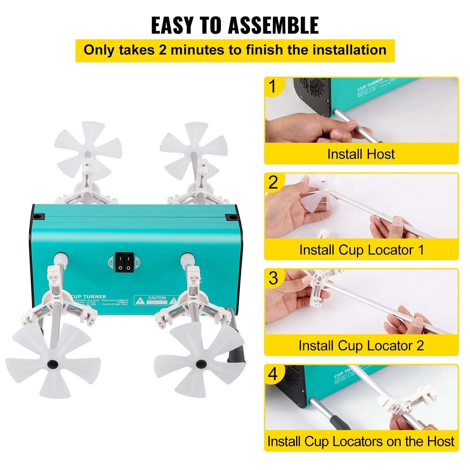 Epoxy and 4 Independent for 4 Multiple Tumbler, Arms, Motor, Turner Crafts with DIY Rotator BENTISM Cup Crafts Machine Glitter Switches Adjustable Speeds Removable Kit Spinner 2 Tumbler for 4 Mute