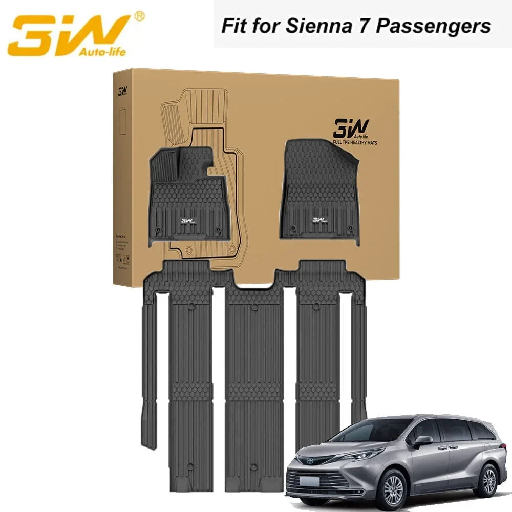 3W Mats Sienna 7 fit Toyota seat TPE Sienna weather Liner Seat Floor for 7 Car Floor 2021-2024 All
