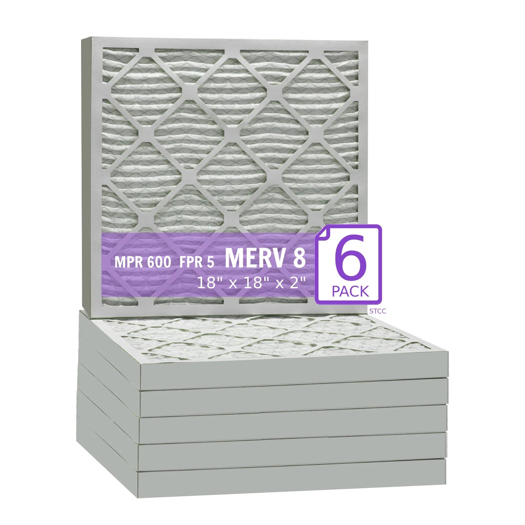 Pleated Air Purolator DMK80 Pack) Filter, 18x18x2, Extended MERV Mechanical (6 8, Surface
