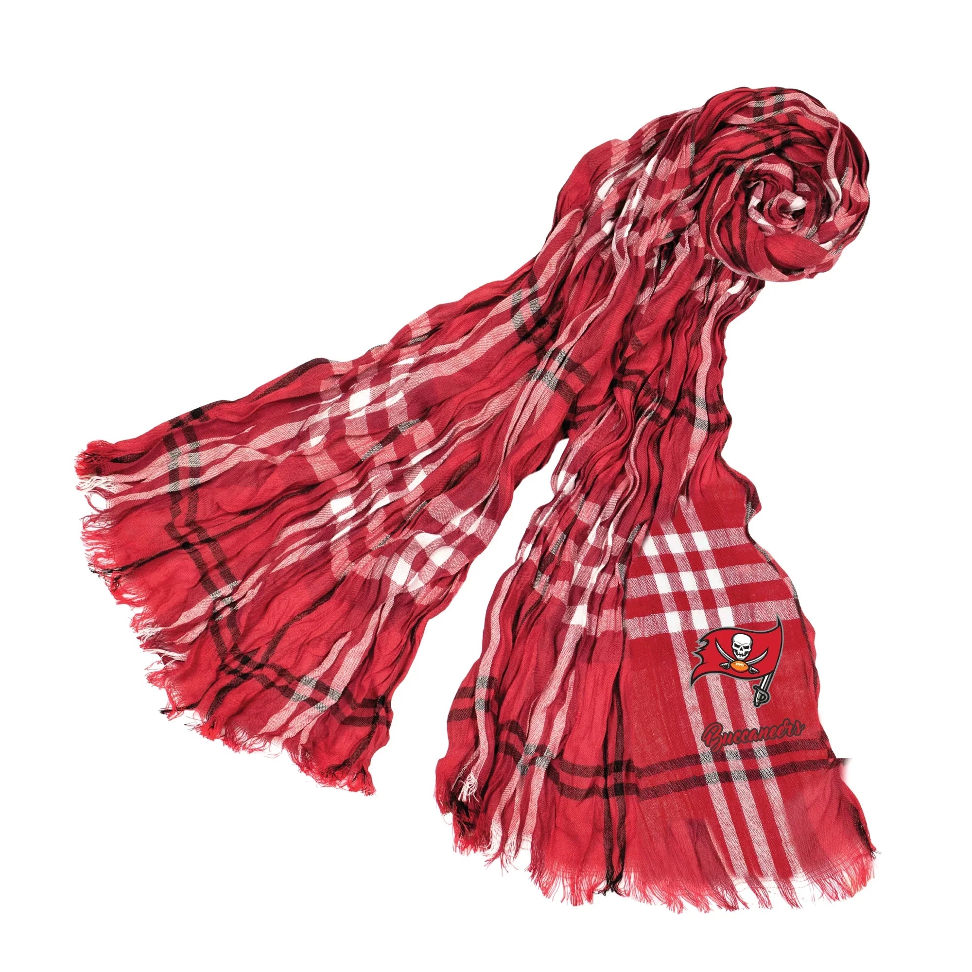 Tampa NFL Little Buccaneers Plaid Scarf, Crinkle - Bay Earth