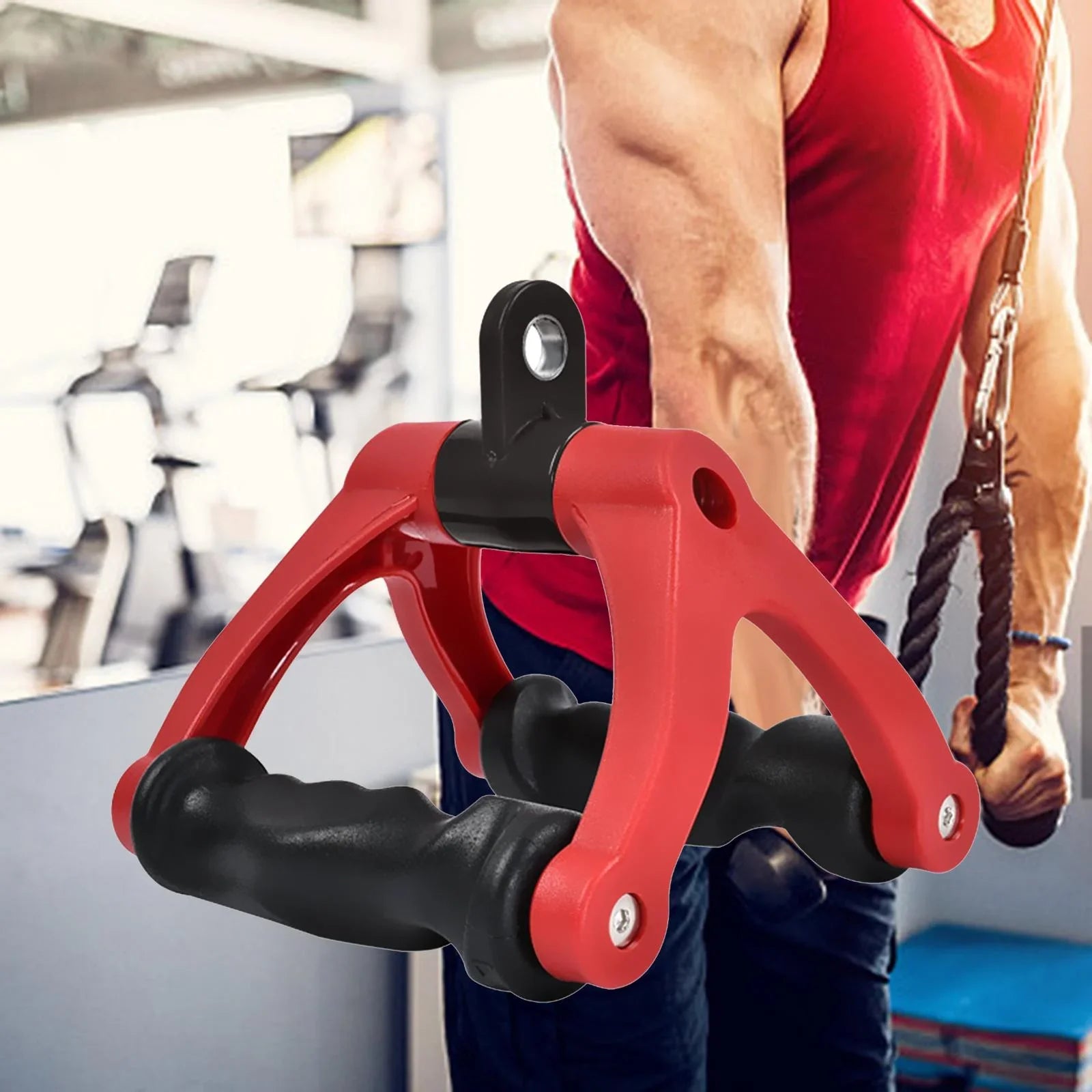 Rope Machine Tricep Bar for Pull Two Red Home 661 Cable Attachment Rowing Bearing Attachment ,Back Training Down D Row ,Gym Fitness, Handle