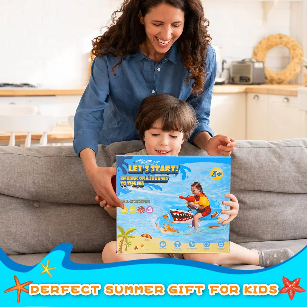 Waterpistol Pool Pool Ride-on with Girls Game Kid for Age Pool Floats 3-12 Boys for Kids,Shark Toys