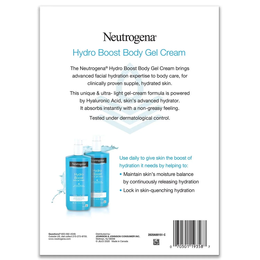 S Boost Cream (Pack Body Gel Absorbing Hydrating Fast Hyaluronic for Acid, 2) Hydro of Cream Neutrogena with Fragrance-Free