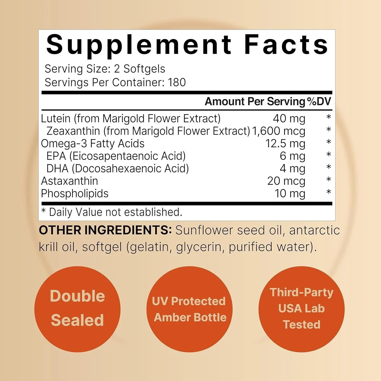 Lutein Softgels Astaxanthin/Phosphalipids/Omega-3/Krill 40 with Zeaxanthin mg 360