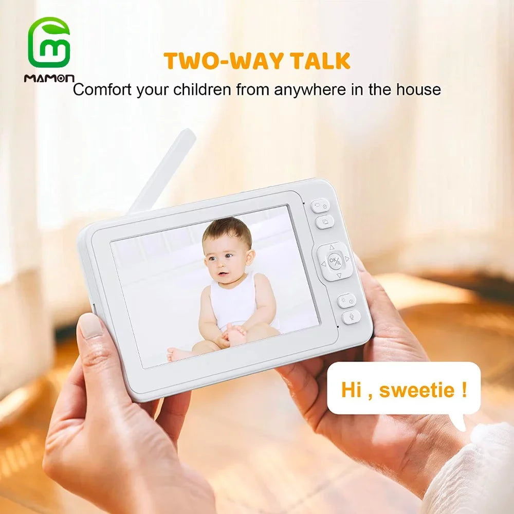 Display 1080P Capacity MAMON 5" with Remote Battery Monitor Two Audio Way Large HD Talk and Video Camera Baby PTZ