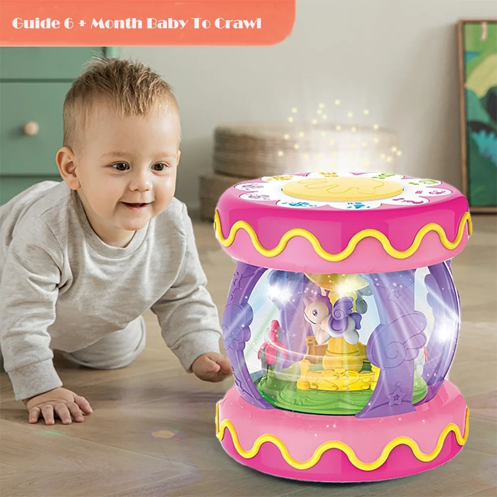 Old 1 up Drum Toys Months, Rotating Gift Girls, Baby Light Year for Toddler Year Toys 1 for Old Toys 6-12 Musical