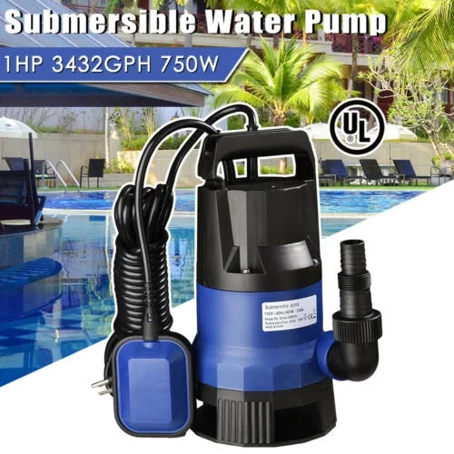 Submersible For 750W Sump Pump Clean Dirty 1HP Pool Swim Pond Water