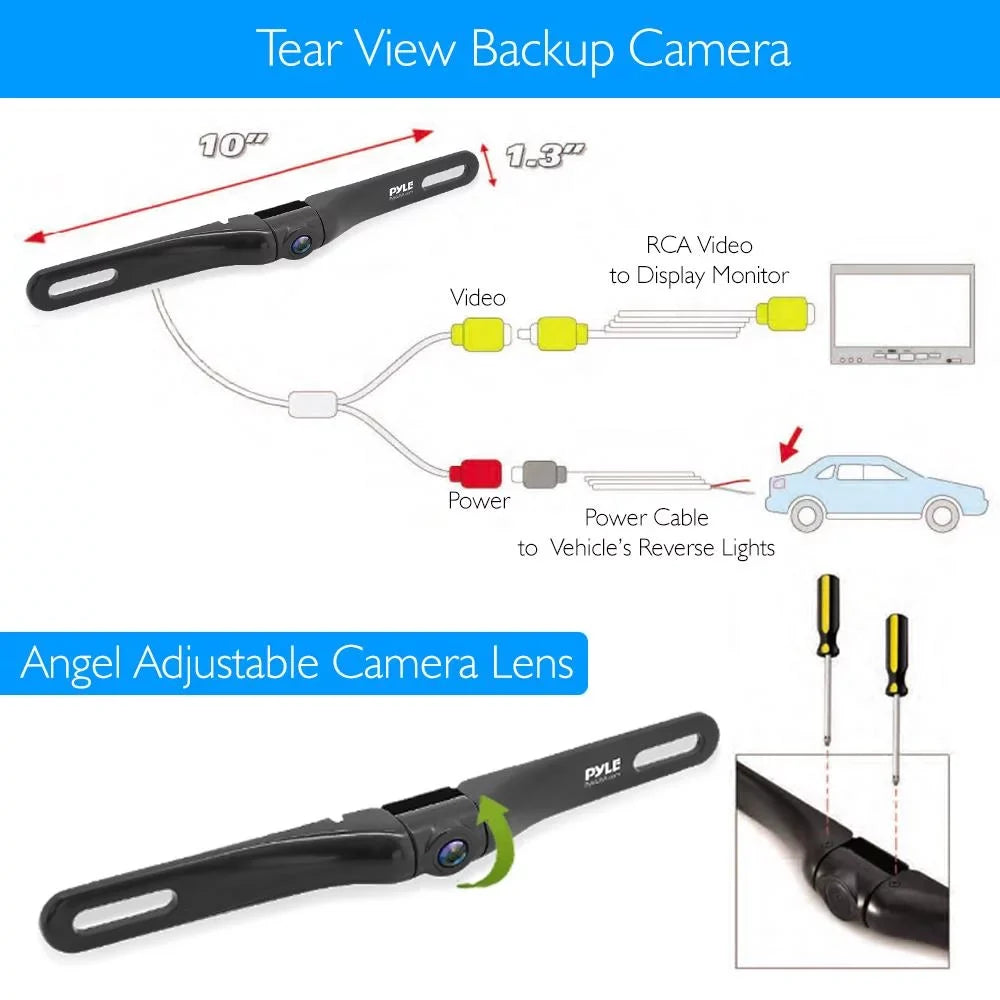Rearview Monitor, Video Pyle Mirror Black Recording Inch PLCMDVR77 HD System 7.4