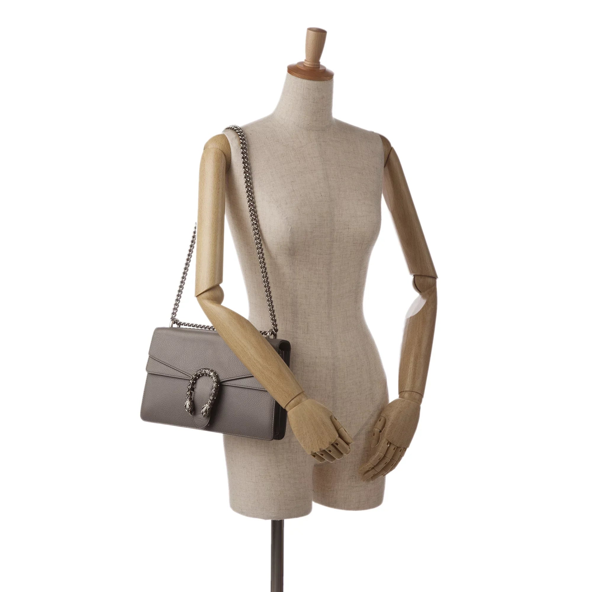 Unisex Authenticated Gray Calf Shoulder Leather Small Bag Dionysus Pre-Owned Gucci (Good)