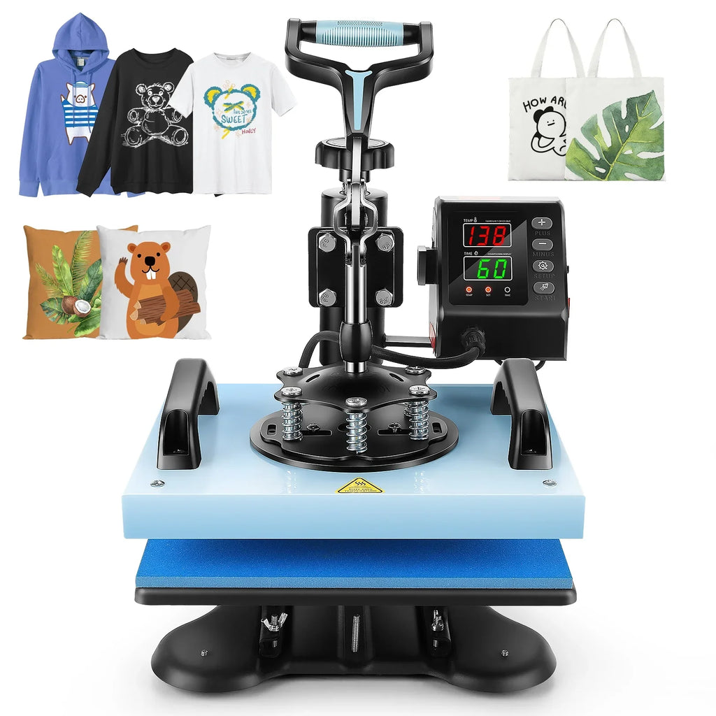 Printing Digital Degree 360 Transfer Sublimation, Away Precise Machine with T-shirts, Qhomic DIY Machine Control LCD Bags, Printing Heat 12x10in Swivel Tote Press Heat Mats for Transfer