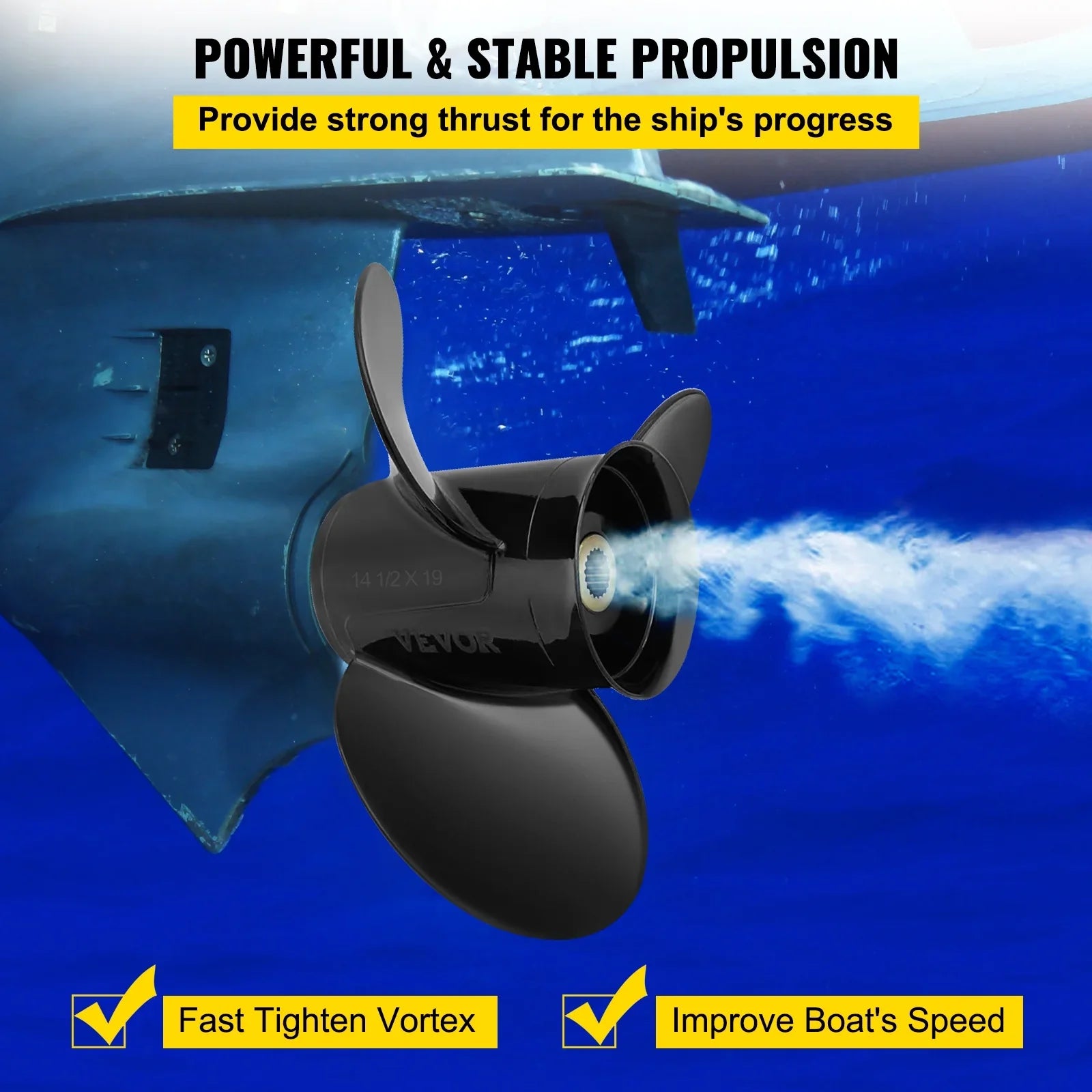 x SX Propeller, 3817468, Right-handed Replace OEM Boat Sterndrives 14.5" 3-Blade Teeth Compatible Outboard with for Penta Spline Propeller, Outboard Engine, 19 & Aluminium?Propeller VEVOR Volvo 19"