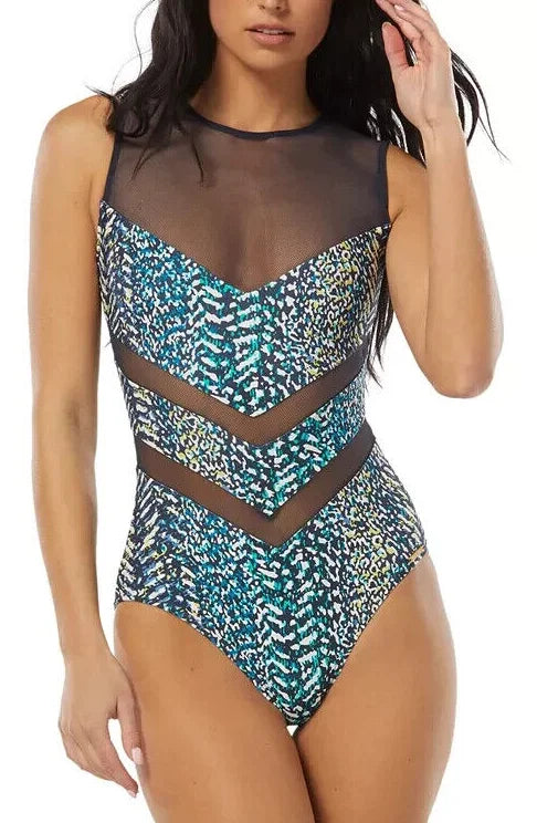 4 Vince Zip-Back Swimsuit, US Camuto MULTI High-Neck One-Piece
