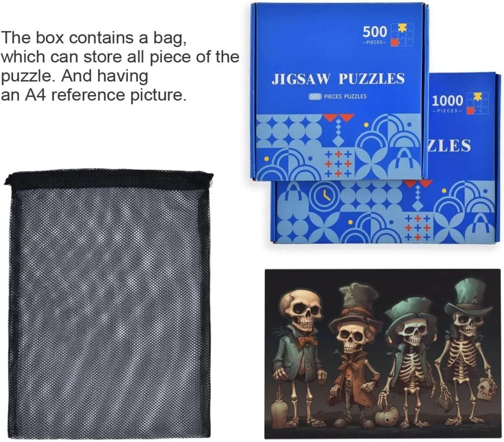 Zigsaw Halloween Friends 500 Bag, Kids with Brain Dreamtimes Puzzle Jigsaw Skeleton Gift Challenging Game Print, Exercise Family Alphabet Puzzle for Partition Parents Storage Wooden Adults, PCS for