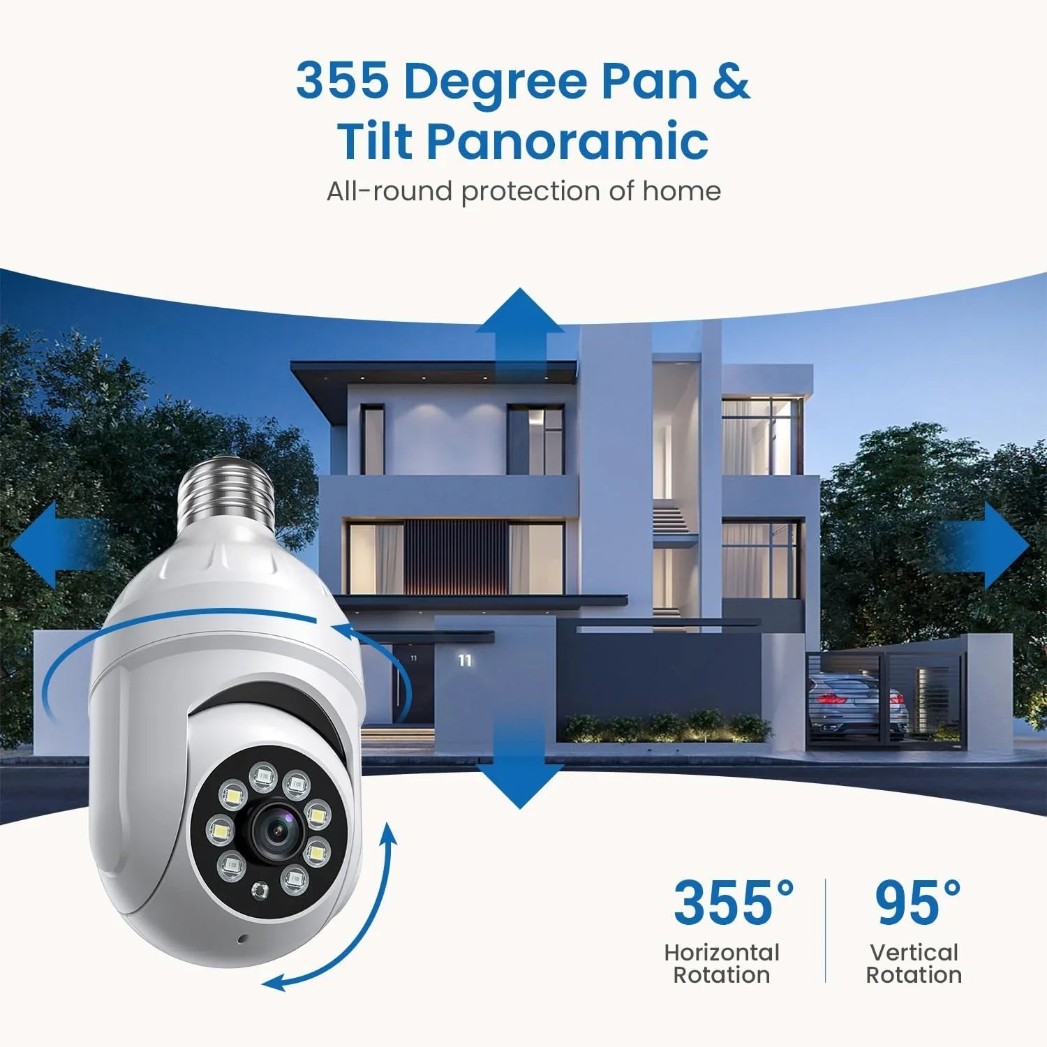 Dome Camera, BITEP Human Live Panora 355¡ã Detection, 2-Way 1080p Security Light View, AI Cam, Bulb