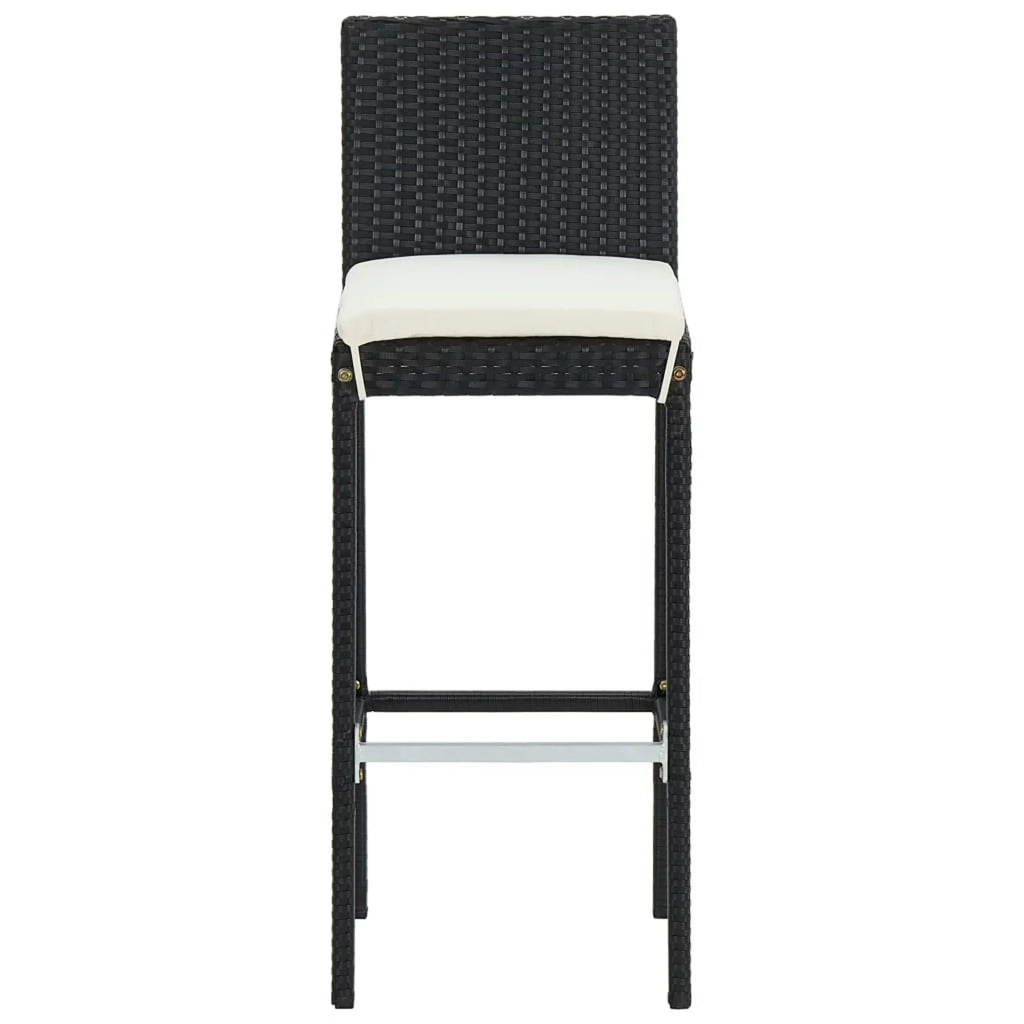 Bar Balcony, Furniture Cushioned 3 Table for Backrest Anself with and and Stool Footrest Piece Chair Black Rattan Bar Patio Outdoor 2 Patio, Poly Set Backyard, Bar Garden,