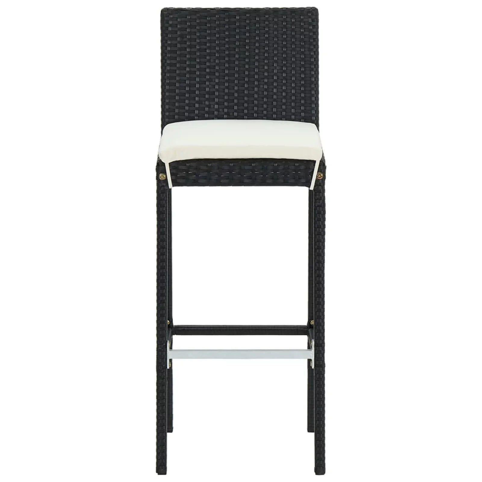 Bar Balcony, Furniture Cushioned 3 Table for Backrest Anself with and and Stool Footrest Piece Chair Black Rattan Bar Patio Outdoor 2 Patio, Poly Set Backyard, Bar Garden,