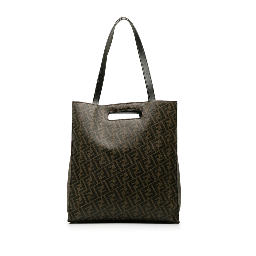 Pre-Owned Unisex Fendi Coated 1974 Brown Zucca Tote Shopping Canvas Fabric (Good) Authenticated Satchel