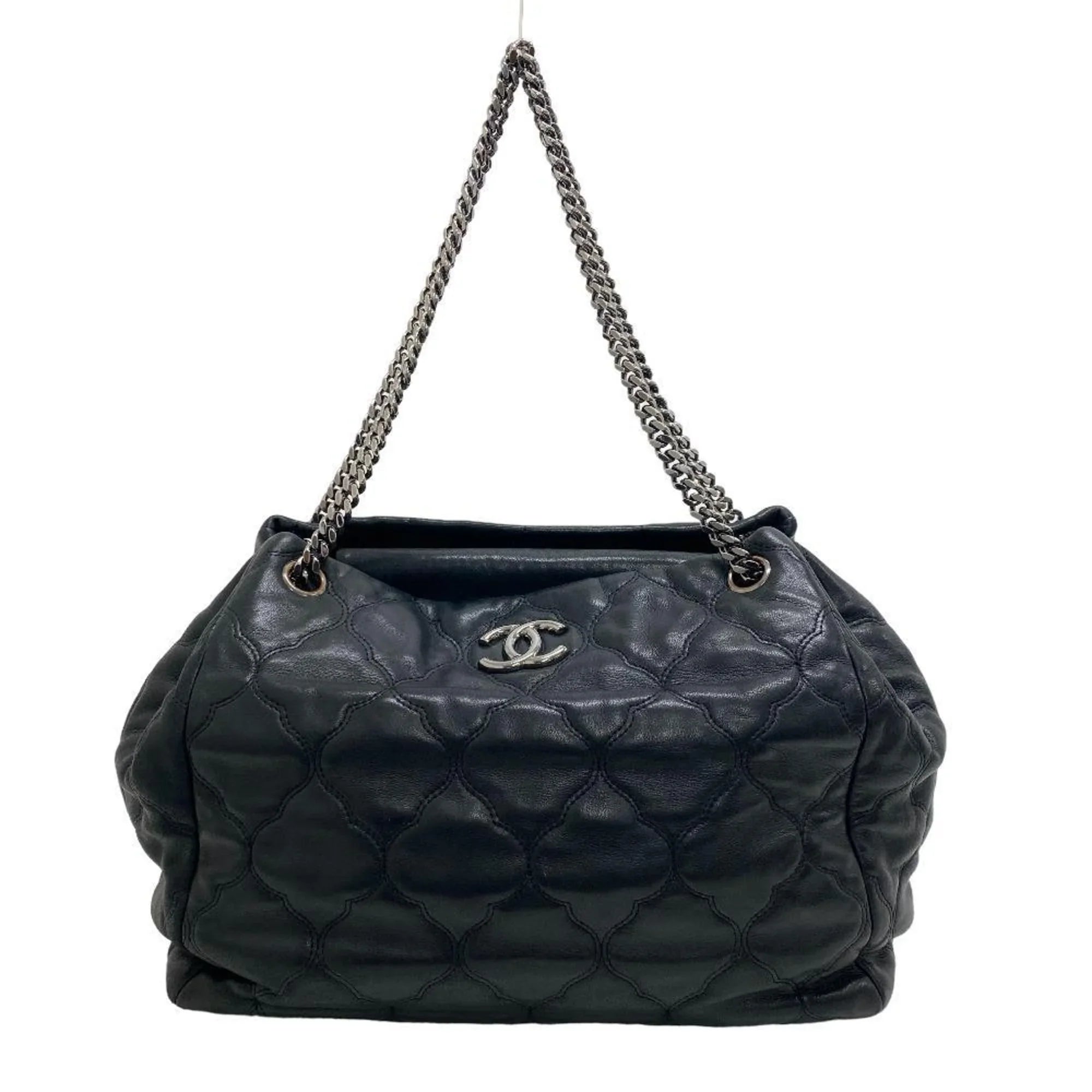 Shoulder Pre-Owned Bubble CHANEL Women's Quilt (Fair) Coco Mark Handbag Z0005974 Black Chain