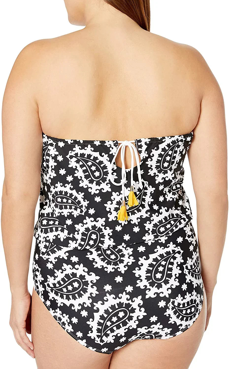20W, Black/White Blouson ANNE Swimsuit, NWOT Bandeau COLE Piece US One