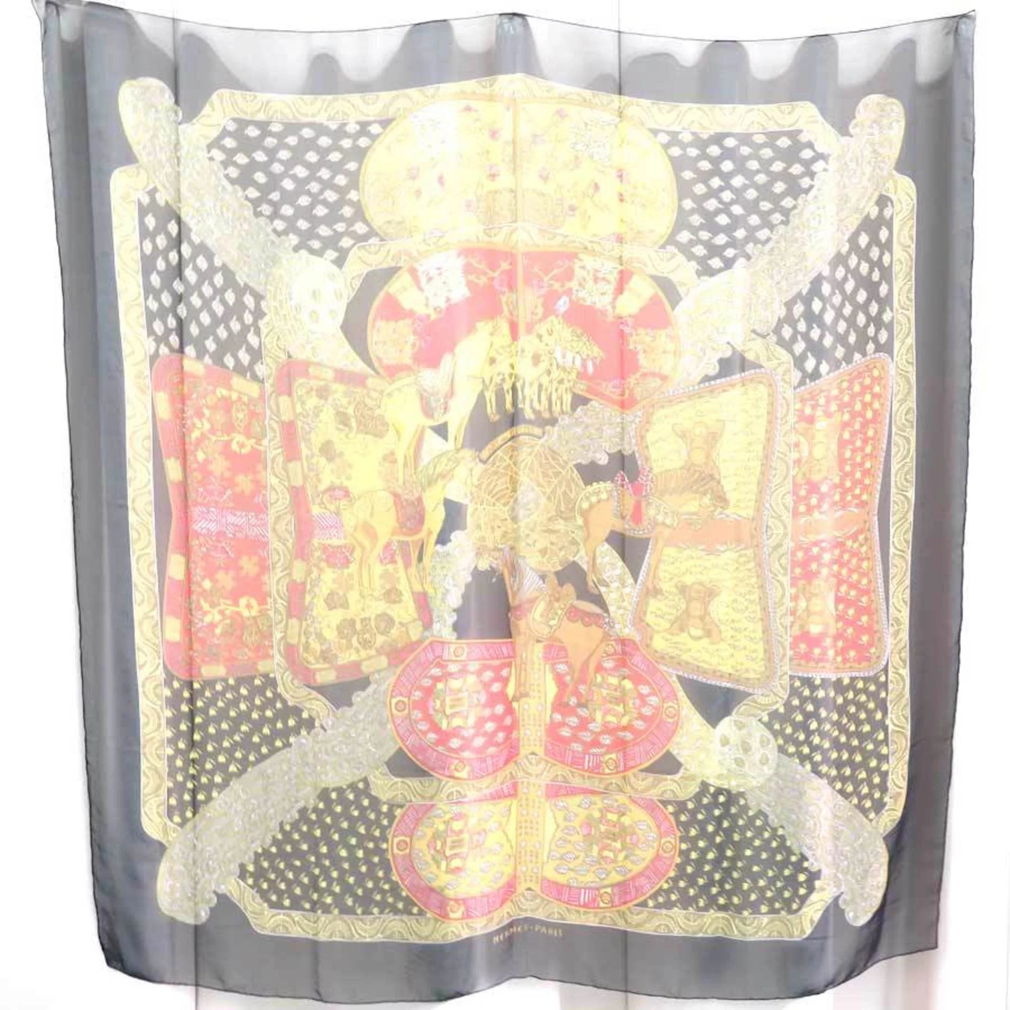 Multicolor STEPES des Silk Hermes HERMES ART Scarf Step Art/Estimated x Unisex (Good) Black Pre-Owned