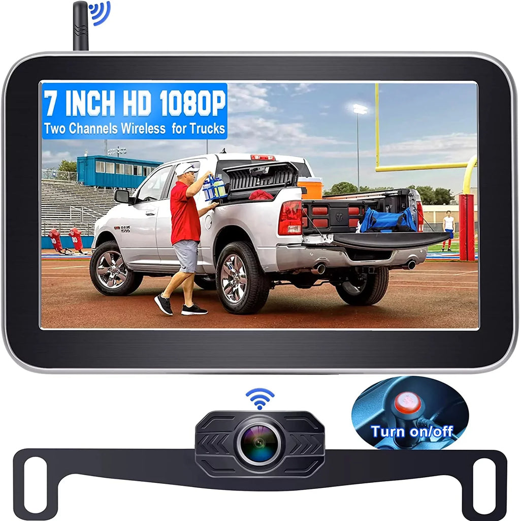 Play Night Signal Plug Pickup Camper HD and Car V for Wireless 2 vision 7-Inch: Stable Kit Easy to Install Van Bluetooth DoHonest Channel Truck Camera Monitor Backup Cam Reverse 1080P Auto-Switching