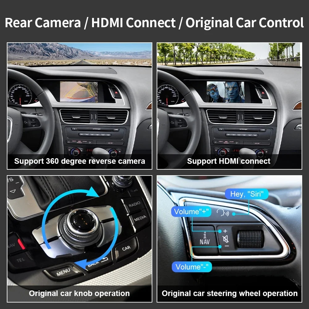 for 2008-2015 Retrofit RS4 Audi Q5 Kit,Mirrorlink,Siri,Navigation,YouTube,Original Wireless 3GMMI Ninetom A4 Support Auto Carplay Control,Camera Android A5 S5 S4 System,Carplay RS5