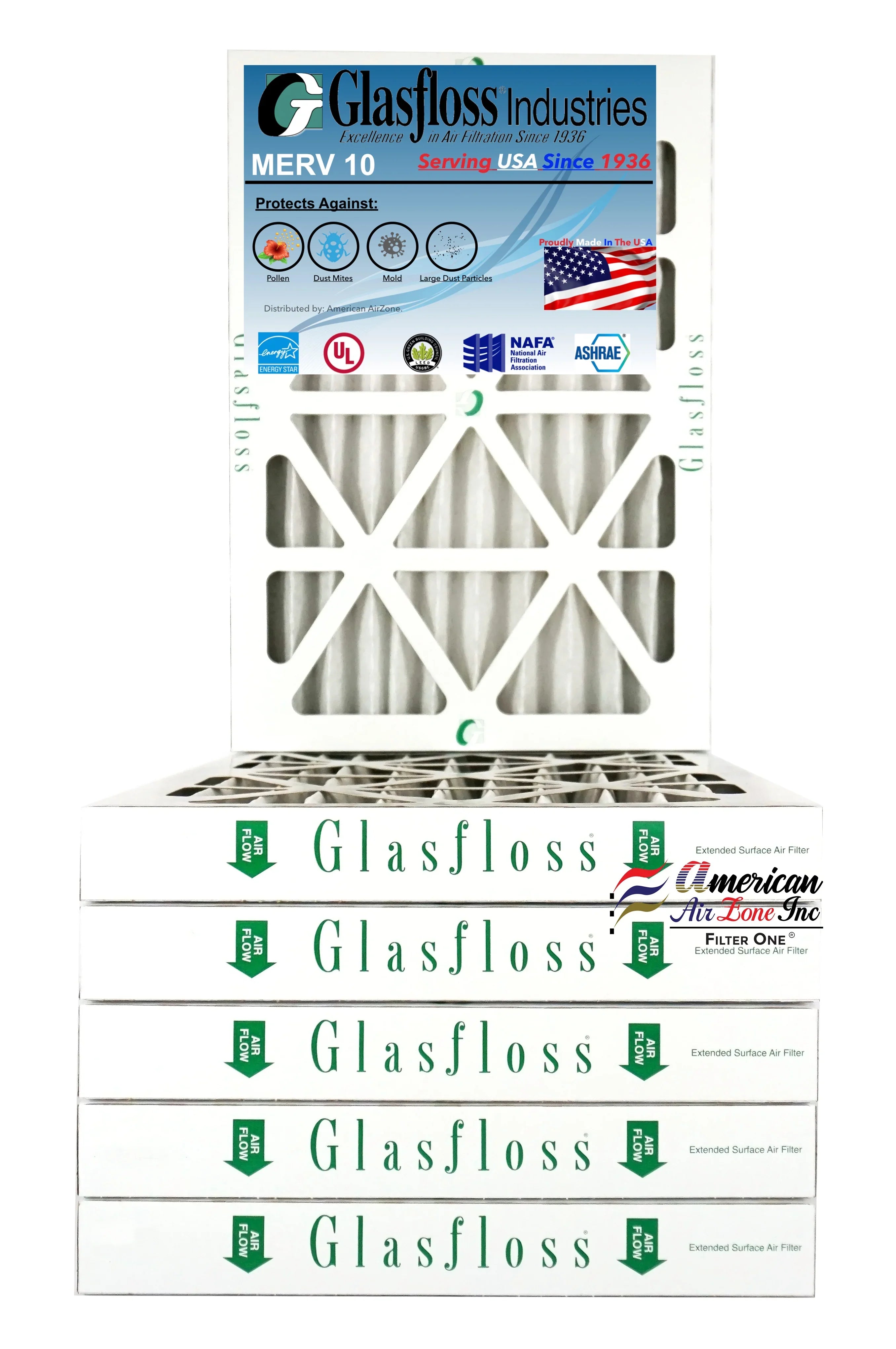 HVAC 6) Furnace MERV (Pack Pleated Filter In Filter Made Office - - Air Home Glasfloss 10 - of AC USA. 14x25x2 2" or - Air or Air Filter The - -