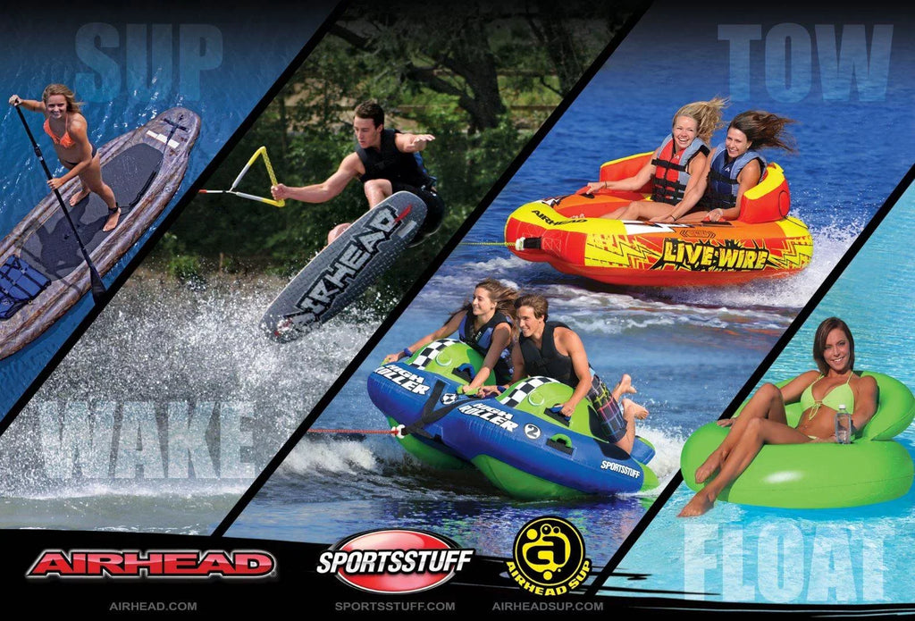 Open Tube (2 Towable Lake Rider Top Pack) Boat Quadruple Water Shot Big Airhead