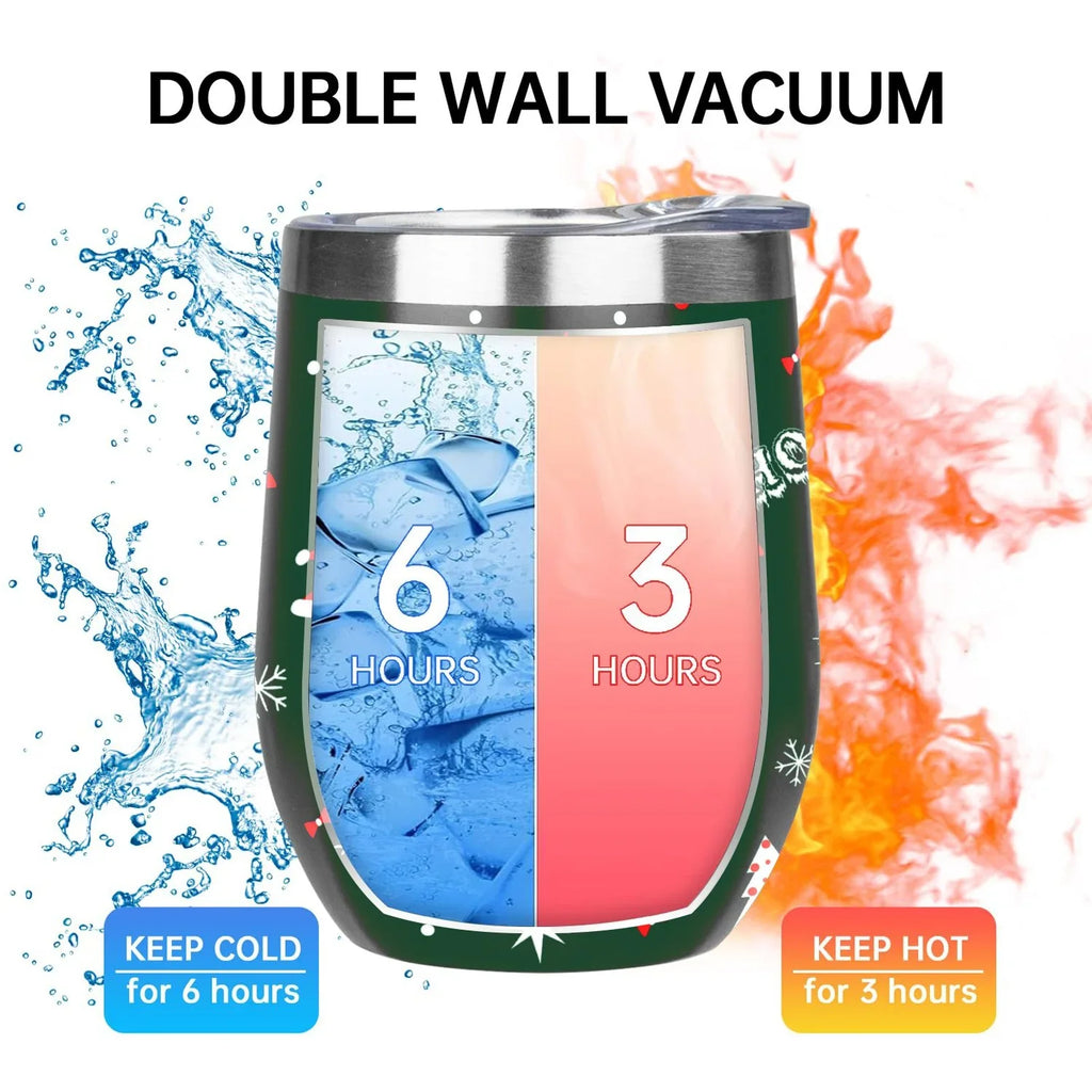 12oz Red Insulated Shape Wine Cups Insulation Christmas with Green Cup Stainless U Steel 304 Layer Cup Tree Tumbler Hidove Cup Lid, with Cups, Big Color and Vacuum Belly Double Eggshell